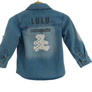 Lulu Castagnette Chambray Teddy Bear Button-Down Shirt 18 months